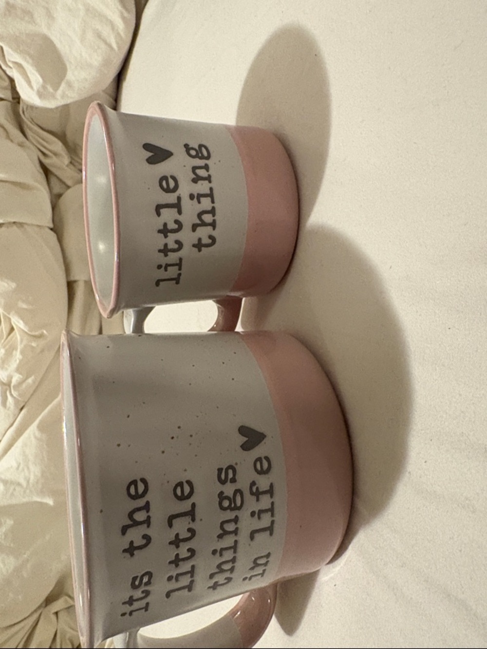 SET OF SMALL AND LARGE CAMPER MUGS IT'S THE LITTLE THINGS IN LIFE